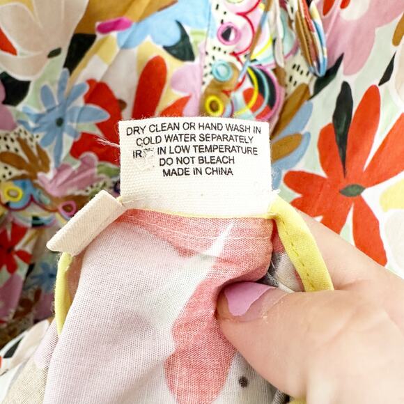 CELIA B Freya Dress Multi Floral Scalloped Edge Midi Shirt Dress Med NEW - Picture 8 of 9